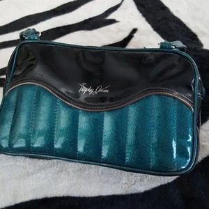 Trophy Queen teal blue sparkle handbag Rockabilly